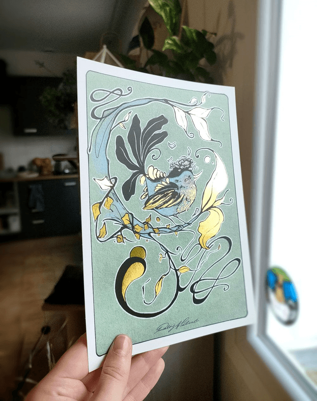 Oiseau Art Nouveau - PRINT DORÉ