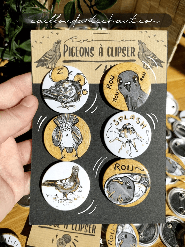 Badges pigeons X6 (collection complète)