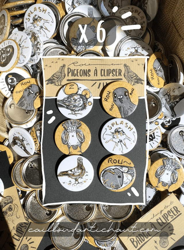 Badges pigeons X6 (collection complète)